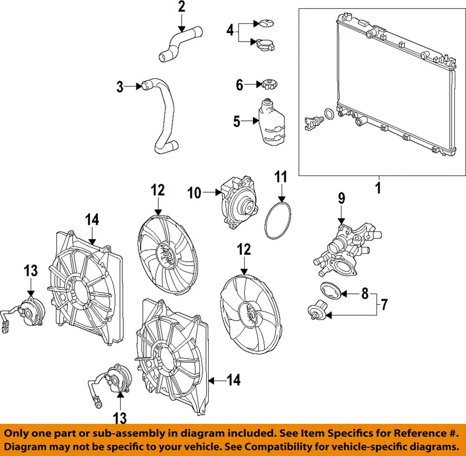 Componentes de radiador de refrigeración HONDA OEM 23-25 CR-V - Conjunto de radiador 1901069FA01 Foto 1 de 1