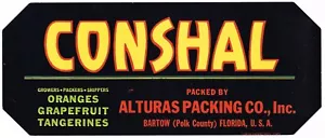LESEN! KISTENETIKETT FLORIDA 40ER JAHRE SELTEN BARTOW POLK COUNTY CONSHAL ALTURAS - Bild 1 von 1