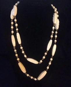 Vintage Cut Oblong Bead Necklace - Picture 1 of 7