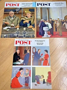 1950's 3 THE SATURDAY EVENING POST Magazine Cardboard NEWSSTAND Posters (Set 8) - Picture 1 of 7