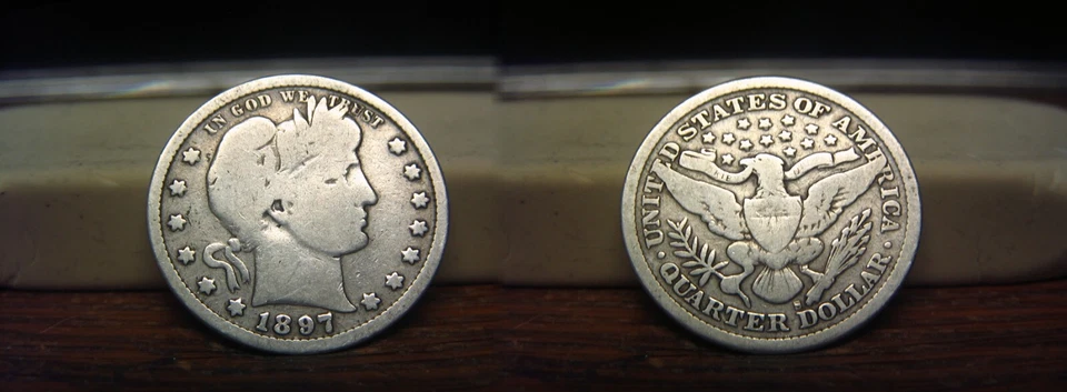 1897-S BARBER LIBERTY HEAD SILVER QUARTER 1897S US COIN - Image 1 of 1