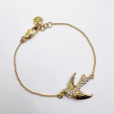 Pulsera Juicy Couture Dije Pájaro Gorrión Tono Dorado Estrás Cadena Firmada Foto 1 de 4