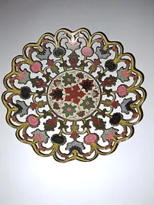 Beautiful Colorful Vintage Collectible Fruit Bowl MADE INDIA Brass - Picture 1 of 3
