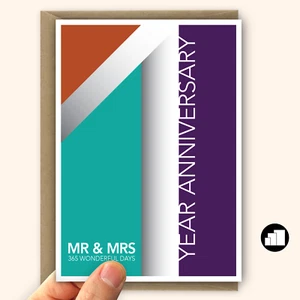1st wedding anniversary card for wife or husband, 365 days 1 year, large option - Bild 1 von 10