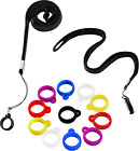 2 Anti-Lost Necklace Lanyard with 12 Pieces Anti-Lost Silicone Rubber Ring Pen S