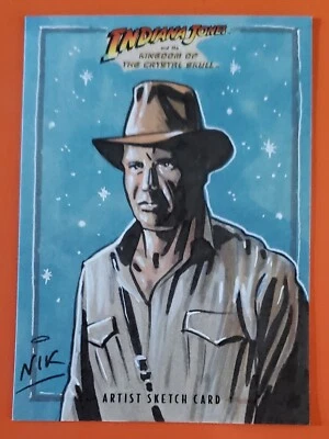 2008 sketch card art INDIANA JONES crystal skull kingdom NIK NEOCLEOUS topps - Image 1 of 4