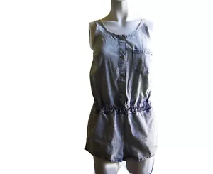 Topshop MOTO Acid Wash Denim Romper Playsuit Size 2 Sleeveless - Picture 1 of 7