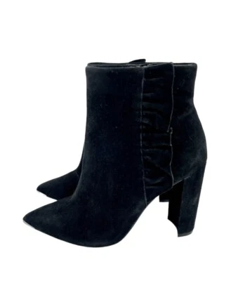 Ted Baker Frillis ботильоны черная замша кожа оборки блок каблук размер 7 SH16 - Изображение 1 из 4