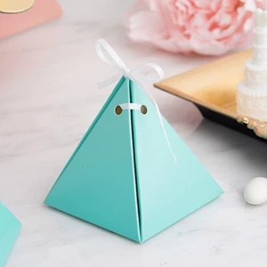 100 Pyramid Favor Boxes with Satin Ribbons Wedding Party Events Gift Decorations - Picture 1 of 7