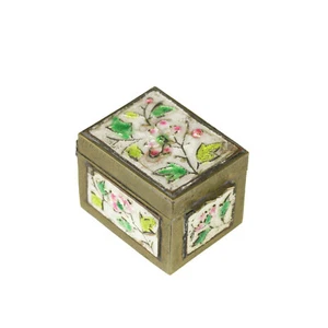 Vintage Chinese Brass Guilloche Enamel Pill Box - Picture 1 of 6