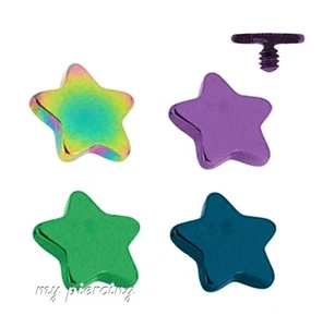  14G 4mm Flat Star Dermal Anchor Top Anodized 316L Surgical Steel  - Picture 1 of 2