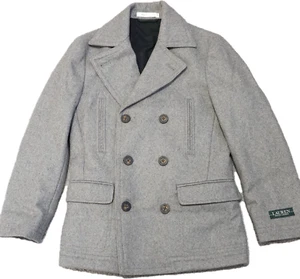 Polo Lauren RALPH LAUREN BOY'S WOOL Coat DOUBLE BREASTED Tech JACKET SIZE 10R - Picture 1 of 23