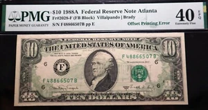 10$ 1988-A OFFSET PRINTING ERROR, EXTRIMLEY FINE CONDITION PCGS 40 - Picture 1 of 3