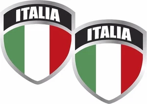 2 - Italia Flag Shield Decal Set 3"x2.5" Badge Italian Italy Vinyl Sticker - Picture 1 of 1