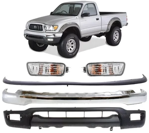Front Bumper Chrome Steel And Turn Signal Lights Kit For 2001-2004 Toyota Tacoma - Picture 1 of 11