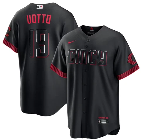 Men's Cincinnati Reds Joey Votto Black 2023 City Connect Replica Player Jersey Cover