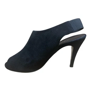 J.Crew Damen-Heels Größe 8 Leder schwarz Wildleder Slingback zehenfreie Zehenpartie Stiletto - Bild 1 von 20