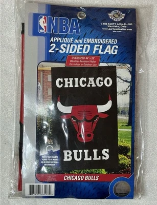 Chicago Bulls NBA Apliques y Bandera Bordada 2 Caras 44" x 28" Nuevo Foto 1 de 2