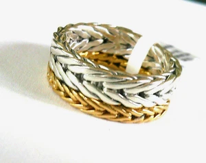 Sterling Silver Band Ring / size 12 / 925 Sterling Silver & 22K Gold / 14g - Picture 1 of 5