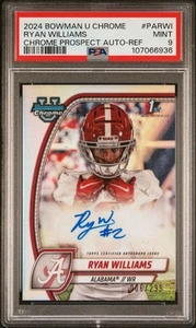 2024 BOWMAN U CHROME RYAN WILLIAMS 1ST AUTO REFRACTOR SP /299 ALABAMA PSA 9 - Picture 1 of 3