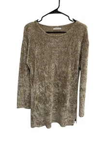 Rosanna Chenille Knit Sweater Crewneck Long Sleeve Pullover Beige Cozy Relaxed - Picture 1 of 8