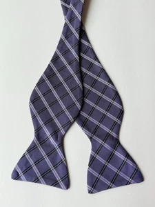 John W. Nordstrom Men's Silk Blend Bow Tie Adjustable Purple Black Plaid Italy - Picture 1 of 4