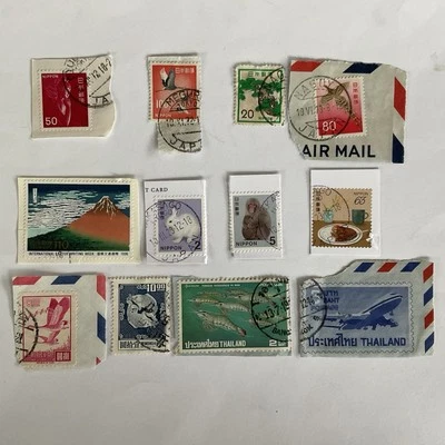 12 Asia stamp~1966-2020~Japan~Fuji~curry+Taiwan~Republic of China+Thailand~prawn - Image 1 of 4