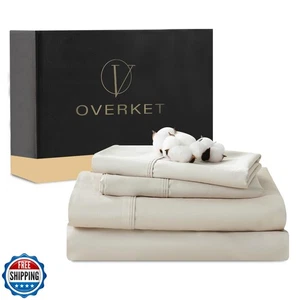 Overket 1000 Fadenzahl Ägyptische Baumwolle Bettwäsche Queen Size Set 4 Stck. Satin W - Bild 1 von 5