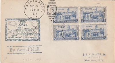 U. S. FDC   Scott #789 Army Issue   Block of 4   West Point Military Academy - Image 1 of 2