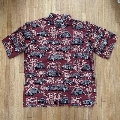 Reyn Spooner Hawaiian Shirt Art Of Eddy Mens Vintage Cars Button Up Size X Large - Image 1 of 4