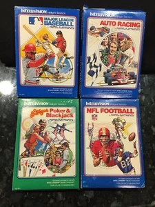 LOTTO (4) Cartuccia videogioco Mattel Intellivision Poker&BJ, Racing, NFL, MLB -- 3466 - Foto 1 di 3