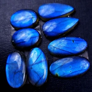 Lote de 4 pares de piedras preciosas lisas de labradorita natural de 64 quilates 25x10 16x12 mm #R-13113 - Imagen 1 de 9