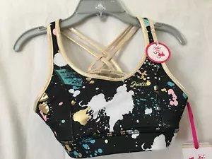 New Justice Girls Reversible Sports Bra Dance Gymnastic WEAR 2 WAYS U pick - Picture 1 of 6