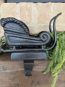 Pottery Barn Santa's Sleigh Stocking Holder Cast Iron RETIRED New Christmas - Picture 1 of 2