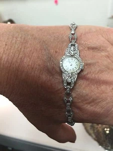 Antique Elgin 1.0ct Diamond & Platinum Lady's Watch - Picture 1 of 11