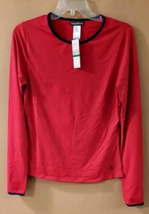 Tommy Bahama Langarm-Schwimmoberteil Rash Guard L Pearl Solids LSF 50 rot neu mit Etikett $ 78 - Bild 1 von 3