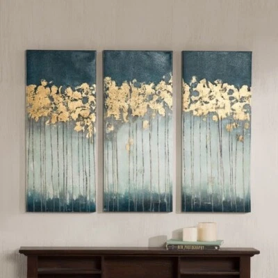 Madison Park Midnight Forestt Gel Coat Canvas w/Gold Foil Embellishment 3 pcs - Image 1 of 2