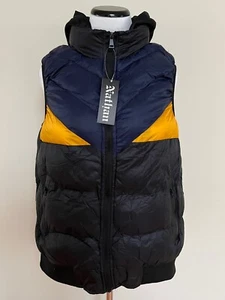 NWT Men's Nathan Black Navy Hooded Zip Quilted Nylon Puffer Vest SIZES S M L XL - Picture 1 of 13