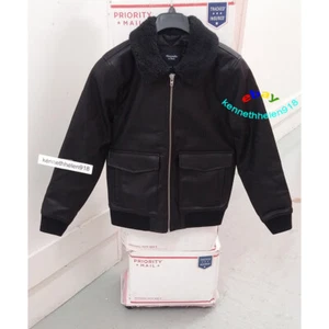 ABERCROMBIE & FITCH VEGANES LEDER SHERPA KRAGEN FLIEGERJACKE HERREN GR. S, M, L, XL - Bild 1 von 20