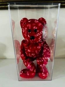 TY BEANIE BABY CANDY CANES THE RED BEAR NEW WITH TAGS IN DISPLAY CASE - Picture 1 of 1