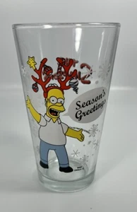The Simpsons CHRISTMAS "SEASON'S GREETINGS" HOMER 5" PINT DRINKING GLASS B45 - Picture 1 of 6