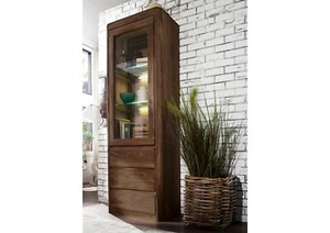 Vitrine groß schmal - Wohnzimmer Deko - Echtholz Sheesham massiv - 70x202cm - Bild 1 von 6