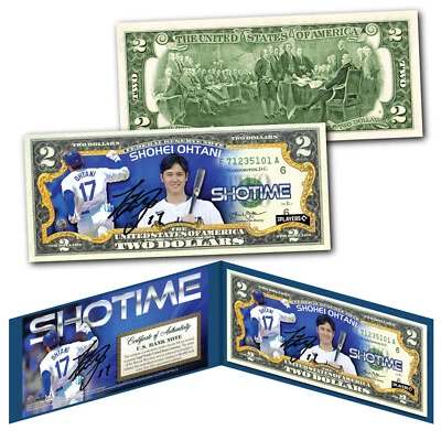 Billete de $2 Shohei Ohtani Shotime LA Dodgers con licencia de EE. UU. - Primer miembro del club 50/50 Foto 1 de 3