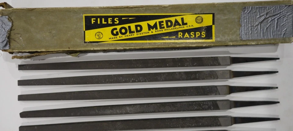 5 x Vintage Henry Disston & Sons 14" Gold Medal Square Smooth Files Made in USA - Image 1 of 4