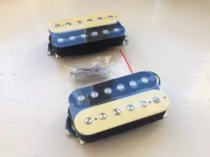 2pcs AlNico 2 Magnet Zebra Humbucker Bridge 15k & Neck 7.5k Pickups Black/Ivory - Picture 1 of 3