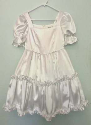 Shein Teen Girl White Satin Ruffle Wedding,Pageant  Formal Dress Sz 10-11Y EU146 - Image 1 of 3
