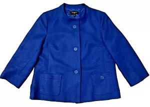 Talbots Colorful Linen Button-Up Jacket 12P Blue 3/4 Sleeve Vintage 2-Pocket - Picture 1 of 11