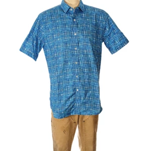 Bugatchi Plaid Cotton Button Down Shirt Sz L Shaped Fit EUC - Picture 1 of 5