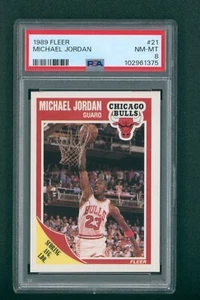 1989 Fleer Basketball Card - #21 Michael Jordan, PSA 8 NM/MT - Picture 1 of 2