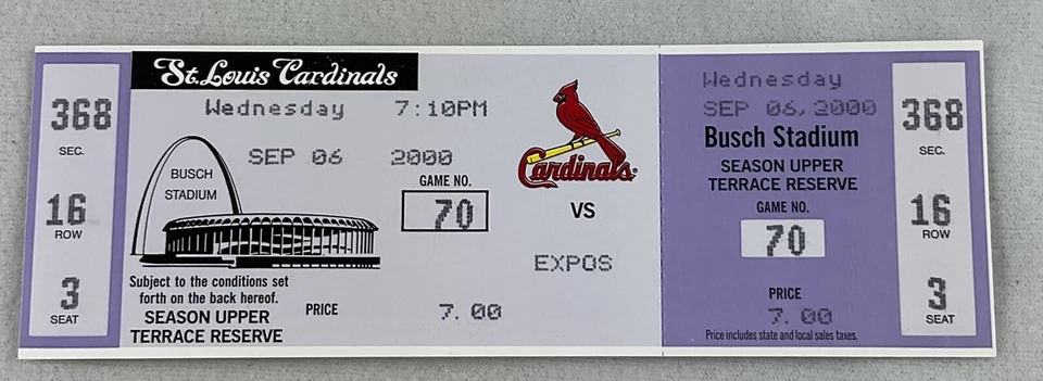 MLB 2000 09/06 Montreal en los Cardenales de San Luis Boleto COMPLETO - Vladimir Guerrero 2 horas Foto 1 de 1